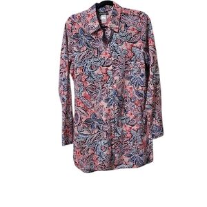 Tommy Bahama Long Button Up Sleeve Tunic Shirt Large